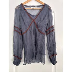 Studio M 100% Silk Sheer Blouse Size Medium
